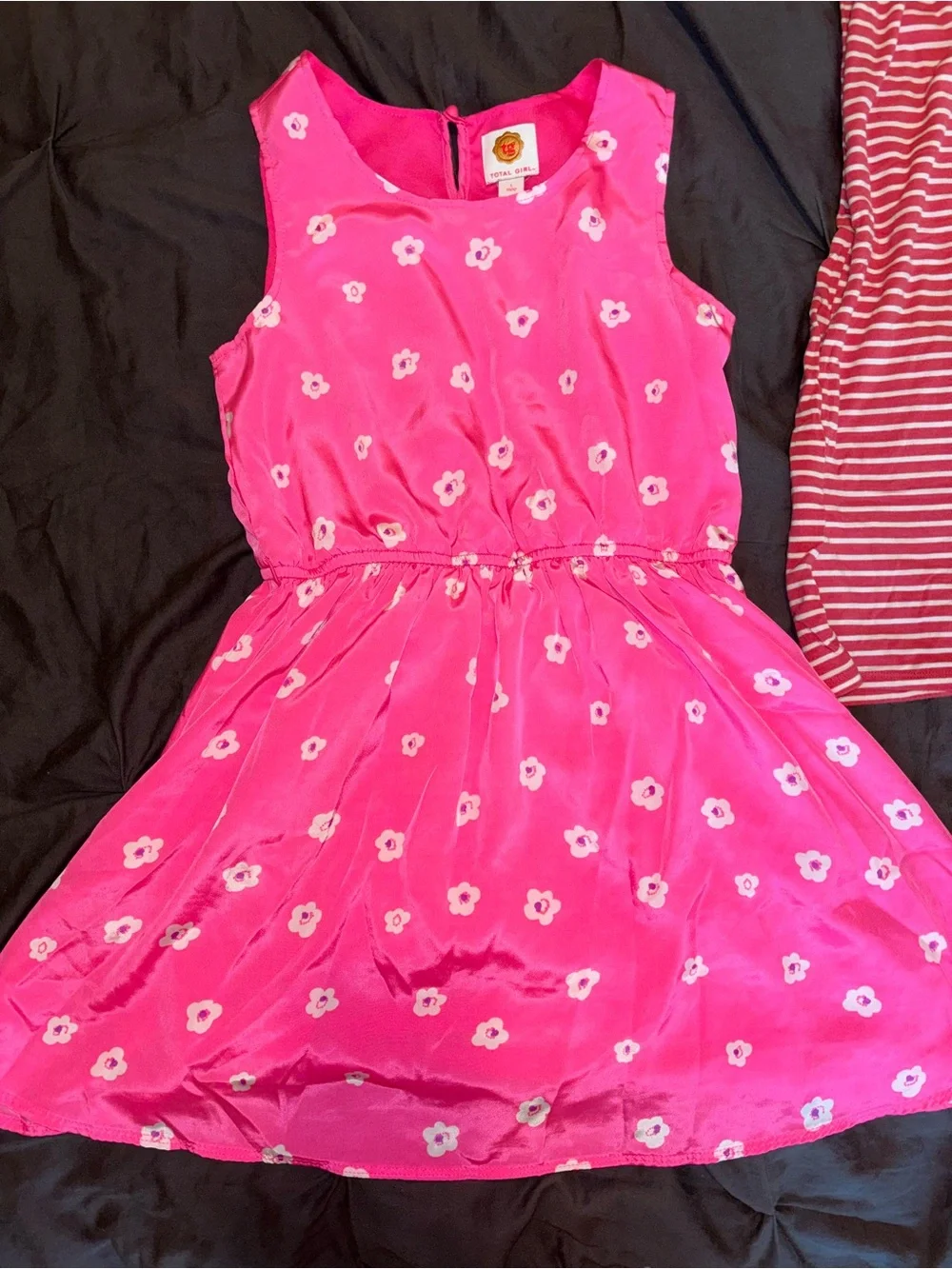 3-Piece Girls Dress & Tops Set - Bright Pink & Heather Gray Stripes size 10
